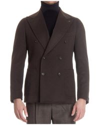 Tagliatore - Kostuums ,Bruin ,Wol Double-Breasted Wollen Jas - Lyst