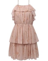 Celine - Kleedjes ,Roze ,Chiffon Bloemen Chiffon Jurk - Lyst