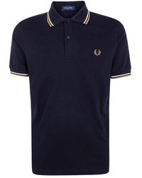 Fred Perry - Tops ,Zwart ,Katoen Piqué Polo Shirt Met Dubbele Bies - Lyst