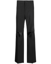 Givenchy - Broeken ,Grijs ,Wol Grijze Wollen Broek Met Cut-Outs - Lyst