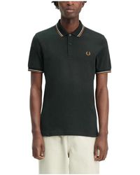 Fred Perry - Tops ,Groen ,Katoen Klassiek Polo Shirt Met Bies - Lyst