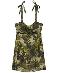 ARMANI EXCHANGE - Kleedjes ,Veelkleurig ,Short Ruffle And Crinkle Print Dress - Lyst