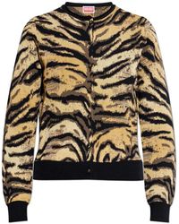 KENZO - Turtleneck Cardigan Met Geborduurd Logo - Lyst