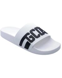 Gcds - Schoenen ,Wit ,Witte Sportieve Sliders Met Logoketting - Lyst