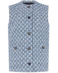 Gucci - Jassen ,Blauw ,Tweed Gg Tweed Vest - Lyst