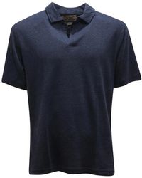 MC2 Saint Barth - Tops ,Blauw ,Linnen Fraser Linnen Polo - Lyst