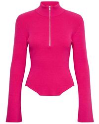 Gestuz - Truien & Vesten ,Roze ,Katoen Rosa Zipper Pullover Sweater - Lyst