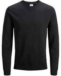 Jack & Jones - Maglione in cotone nero con scollo a v - Lyst
