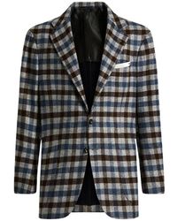 Kiton - Jassen ,Veelkleurig ,Wol Geruite Wollen Blend Jas - Lyst
