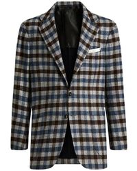 Kiton - Jassen ,Veelkleurig ,Wol Geruite Wollen Blend Jas - Lyst