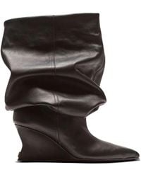 Balmain - Schoenen ,Zwart ,Leer Wig Enkellaarzen - Lyst