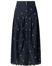 Pepe Jeans - Geborduurde Blauwe Midi Rok - Lyst