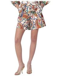 Etro - Korte Broeken ,Veelkleurig ,Katoen Geplooide Shorts Met Achterzakken - Lyst
