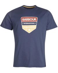 Barbour - T-shirt slim fit navy smq - Lyst