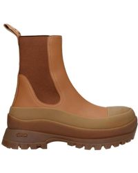 Stella McCartney - Bruin Leren Enkellaarzen - Lyst