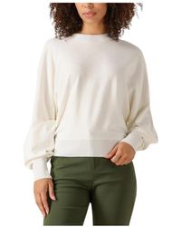 Minus - Hoodies & Sweatvesten ,Wit ,Leer Vleermuismouw Gebreide Trui - Lyst