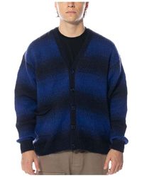 Pop Trading Co. - Gestreifter Strick-Cardigan Blau Schwarz - Lyst