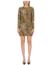 Moschino - Abito Stampa All Over Leopardo Su Gabardina Di Viscosa - Lyst
