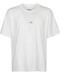 MM6 by Maison Martin Margiela - Weiße Baumwoll-T-Shirt Mit Nummernmotiv - Lyst