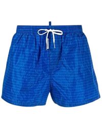 DSquared² - Badmode ,Blauw ,Nylon Mid-Length Zwemshorts - Lyst