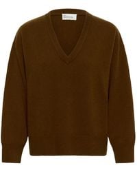 My Essential Wardrobe - Truien & Vesten ,Bruin ,Wol Jola V-Neck Gebreide Pullover - Lyst