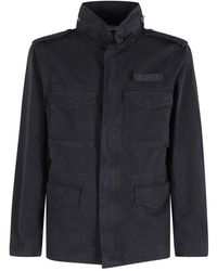 Aspesi - Jassen ,Blauw ,Katoen Mini Field Jacket - Lyst