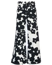 Marni - Schwarze blumenmuster hose - Lyst