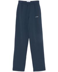 MC2 Saint Barth - Broeken ,Blauw ,Katoen Blauwe Katoenen Broek Met Logoborduursel - Lyst