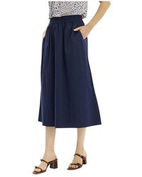 iN FRONT - Rokken ,Blauw ,Katoen A-Lijn Rok Met Elastische Taille - Lyst