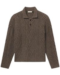 FRAME - Truien & Vesten ,Bruin ,Wol Kabelgebreide Polotrui - Lyst