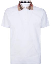 Burberry - Check Collar Polo Shirt - Lyst