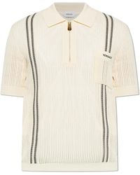 Versace - Tops ,Katoen Polo Shirt Van Katoen Met Geborduurd Logo - Lyst