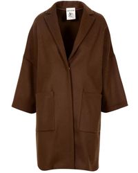Semicouture - Jassen ,Bruin ,Wol Double Wool Cloth Coat - Lyst