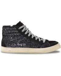 P448 - Glitter Zwarte Hoge Sneakers - Lyst