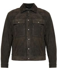 AllSaints - Jassen ,Zwart ,Suède Shelton Jacket - Lyst