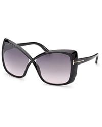 Tom Ford - Glänzende schwarze sonnenbrille für frauen - Lyst