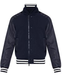Moncler - Truien & Vesten ,Blauw ,Satijn Cardigan Met Gemengde Stoffen - Lyst
