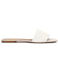 Kazar - Witte Reliëflederen Platte Slides - Lyst