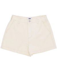 Obey - Korte Broeken ,Denim Denim Shorts Met Logoed Taille Sluiting - Lyst