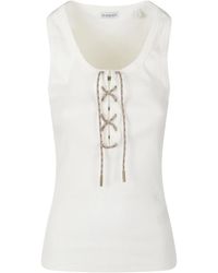 Burberry - Check Trim Katoenmix Tanktop - Lyst