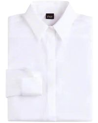 Fay - Overhemden ,Wit ,Katoen Stretch Poplin Shirt - Lyst