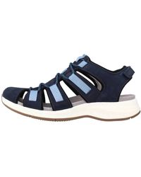 Clarks - Schoenen ,Blauw ,Suède Solan Sail Combi Flat Sandalen - Lyst