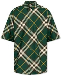 Burberry - Geruit Overhemd Met Geborduurd Logo - Lyst