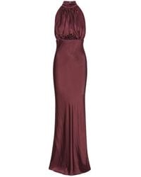 ROTATE BIRGER CHRISTENSEN - Rotes Maxikleid Mit Halterneck - Lyst