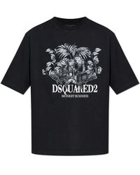 DSquared² - Loose Fit Monkey Business Print Katoenen Jersey T-Shirt - Lyst