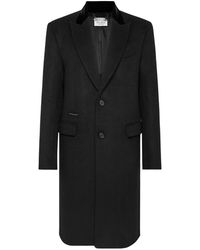 Philipp Plein - Jassen ,Zwart ,Katoen Coat Long Skull&Bones - Lyst