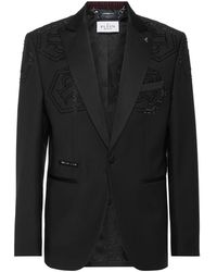 Philipp Plein - Jassen ,Zwart ,Wol Wool Blazer Lord Fit Monogram - Lyst