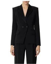 Elisabetta Franchi - Jassen ,Zwart ,Polyester Single-Breasted Crêpe Blazer - Lyst