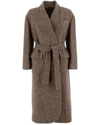 Brunello Cucinelli - Bruin Multi Wol Kasjmier Jas - Lyst