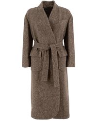 Brunello Cucinelli - Bruin Multi Wol Kasjmier Jas - Lyst